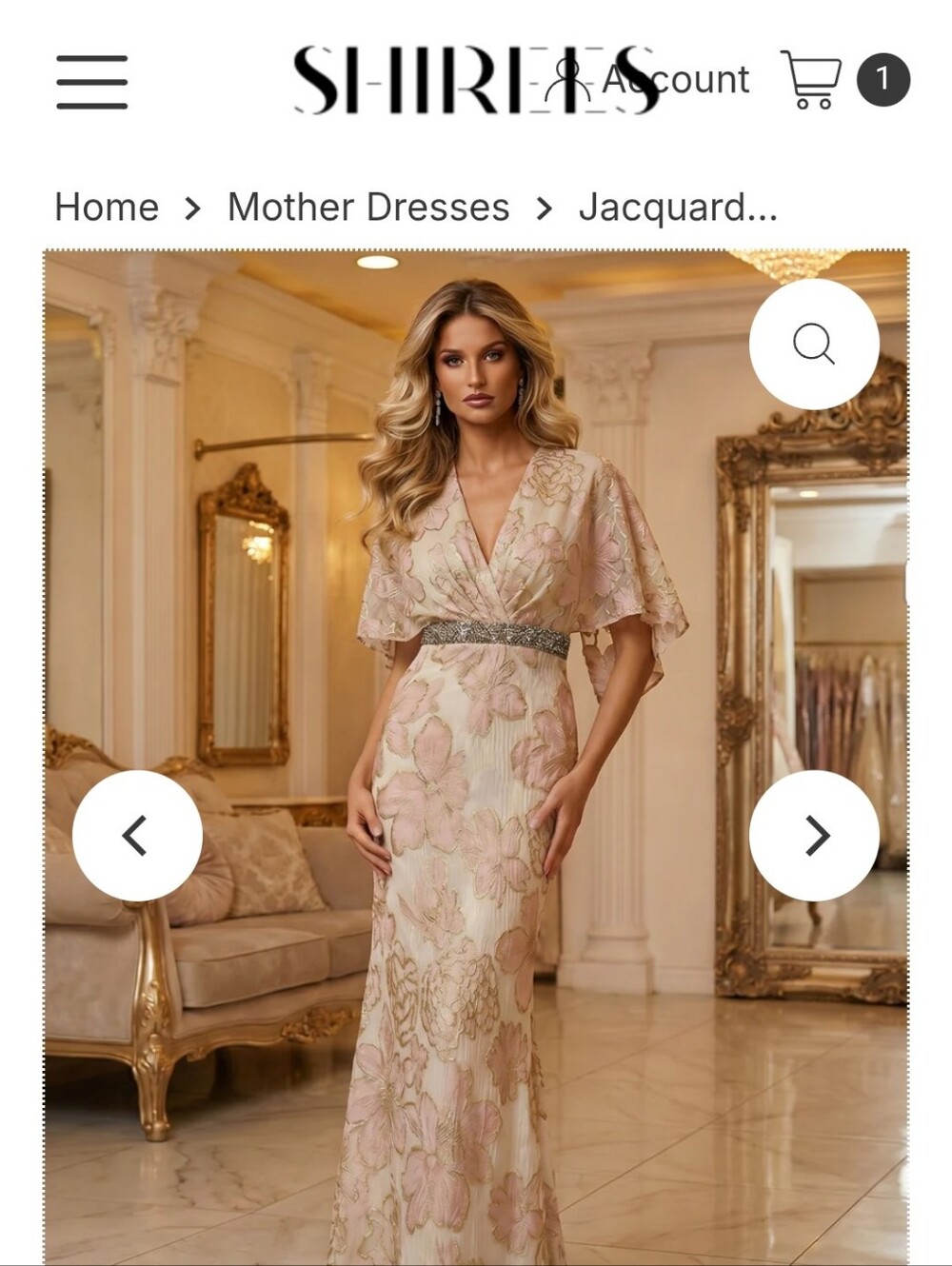 Blush Pink Sheath Column Floor-Length Mother of the Bride Dress Rhinestone Waist
